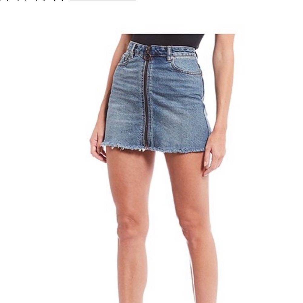 Free people zip it up denim mini skirt